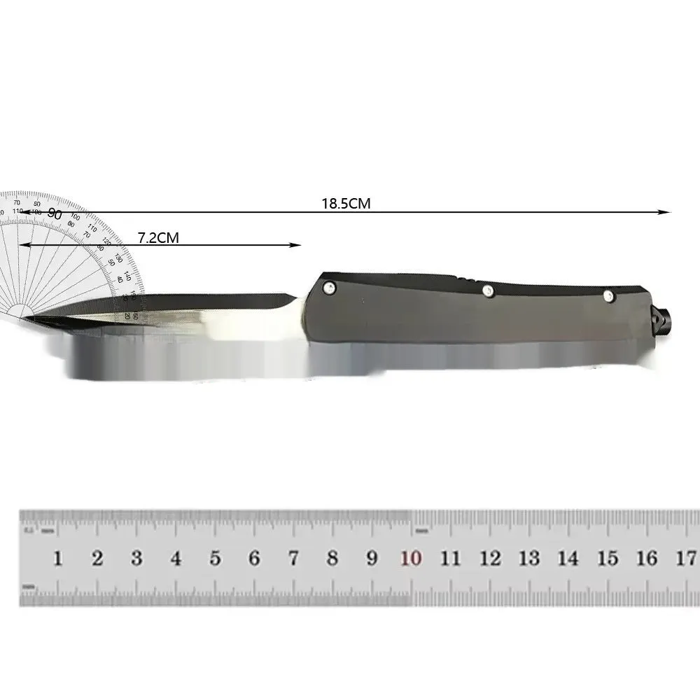 Outdoor camping portable tactical sheath folding knife with black brushed 440C blade and zinc alloy handle
