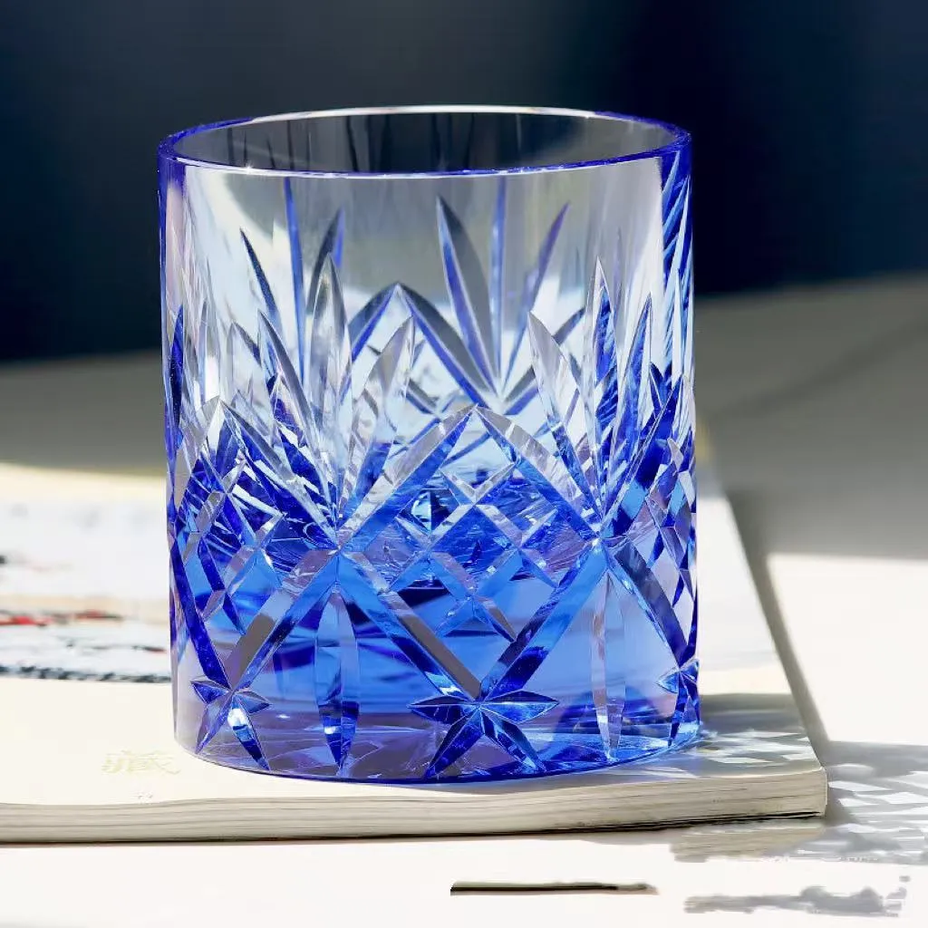 Retro creative crystal wine glass with hand-carved pattern, 201-300ml capacity, available in multiple colours.
