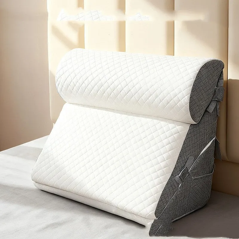 White and gray checkered triangle waist support pillow for pregnant women 50x50x30 cm soft sponge filled