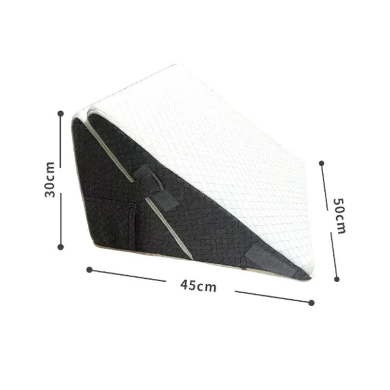 White and gray checkered triangle waist support pillow for pregnant women 50x50x30 cm soft sponge filled
