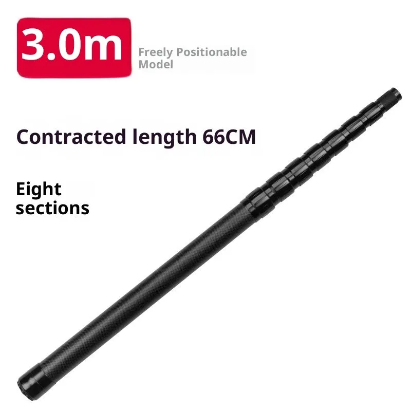 Carbon telescopic fishing rod with free orientation spool, 1.3m to 3.0m lengths, carbon fibre construction