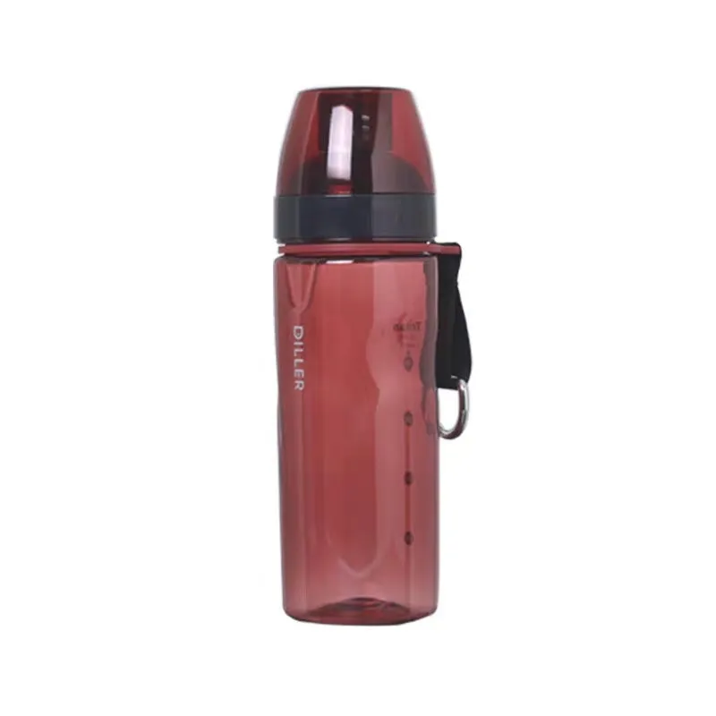 Blue portable sports water bottle with Chinese style design and integrated tea compartment