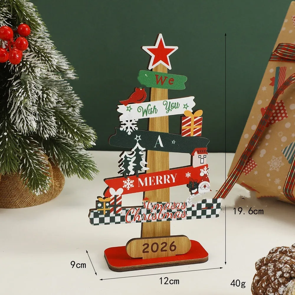 Wooden Christmas tree pendant ornament in two sizes 17x27x5.5cm and 19.6x12x9cm