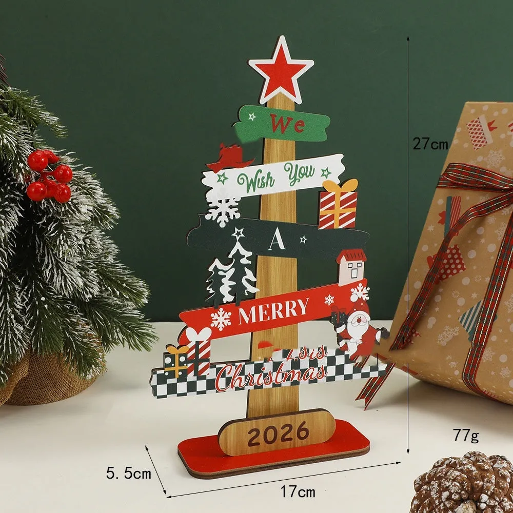 Wooden Christmas tree pendant ornament in two sizes 17x27x5.5cm and 19.6x12x9cm