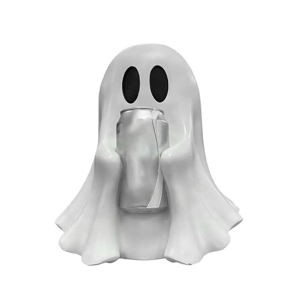 Funny ghost drink holder decoration in plastic resin, 15cm or 20cm sizes, Halloween style