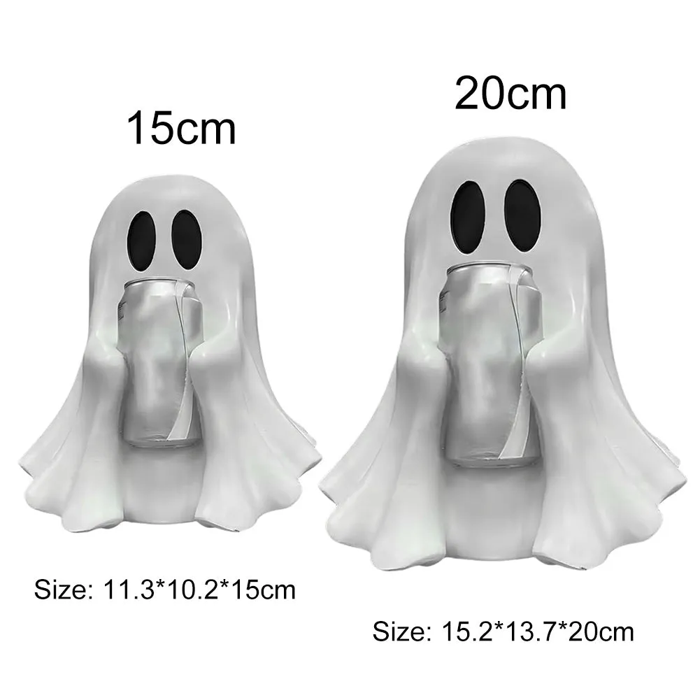 Funny ghost drink holder decoration in plastic resin, 15cm or 20cm sizes, Halloween style
