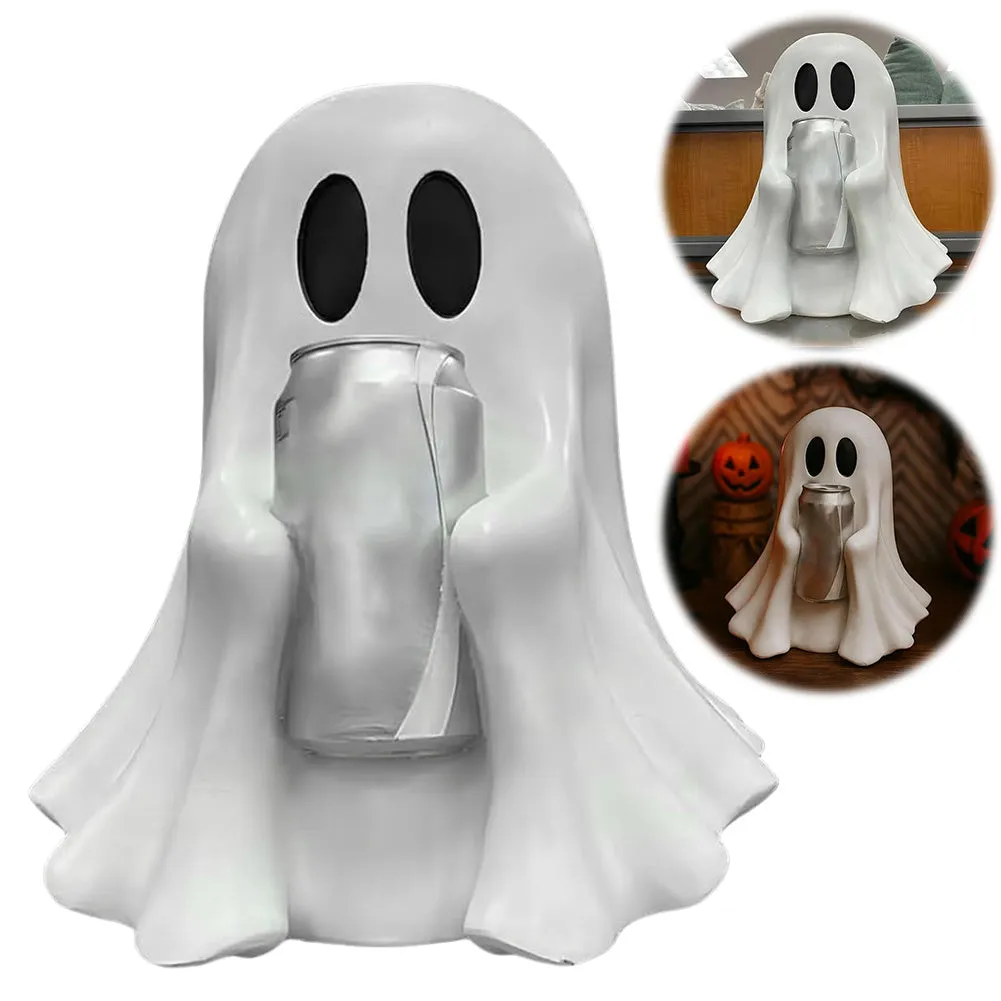Funny ghost drink holder decoration in plastic resin, 15cm or 20cm sizes, Halloween style