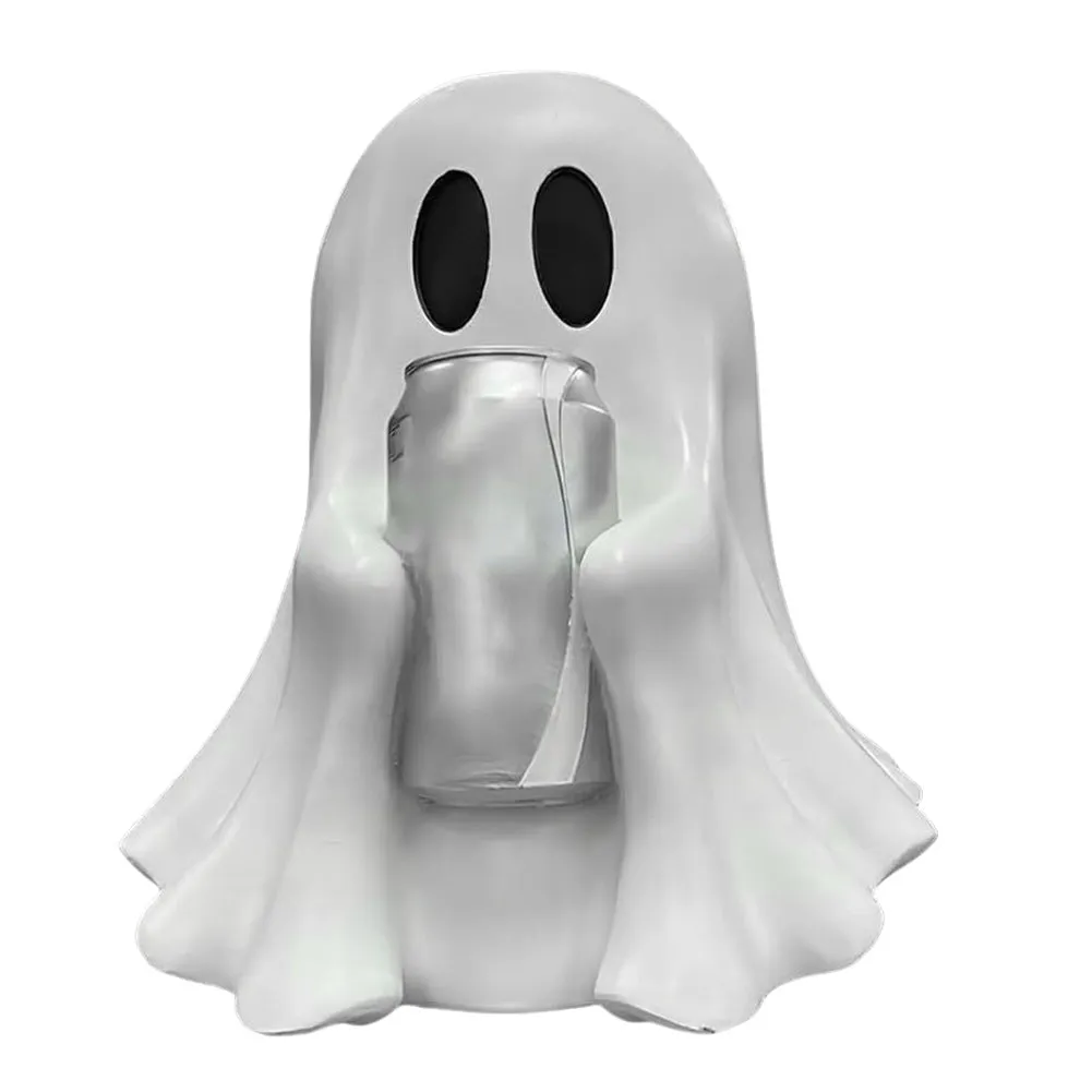 Funny ghost drink holder decoration in plastic resin, 15cm or 20cm sizes, Halloween style
