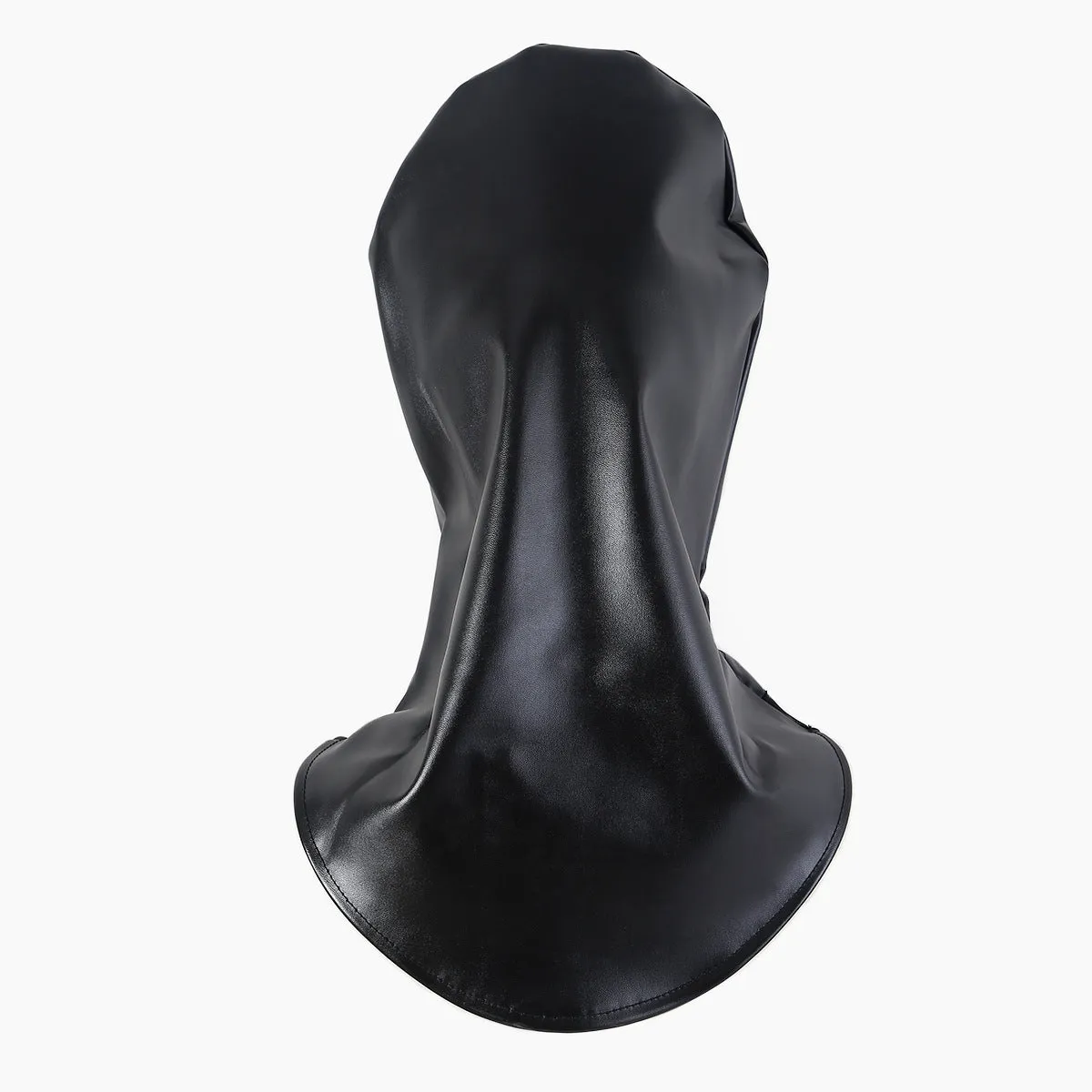 Black leather fetish headgear mask with adjustable straps for training props