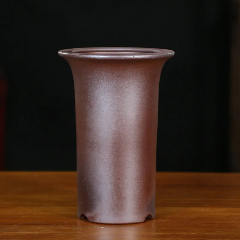 Classical Chinese style purple sand ceramic orchid pot round stick bottle shape s2160 firewood flat mouth finish