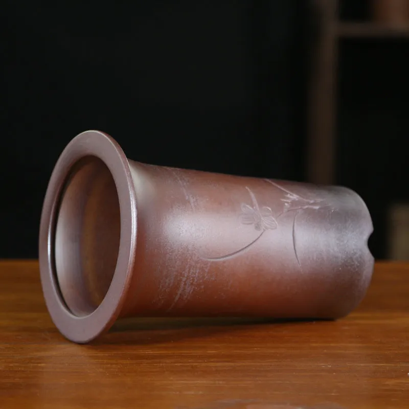 Classical Chinese style purple sand ceramic orchid pot round stick bottle shape s2160 firewood flat mouth finish