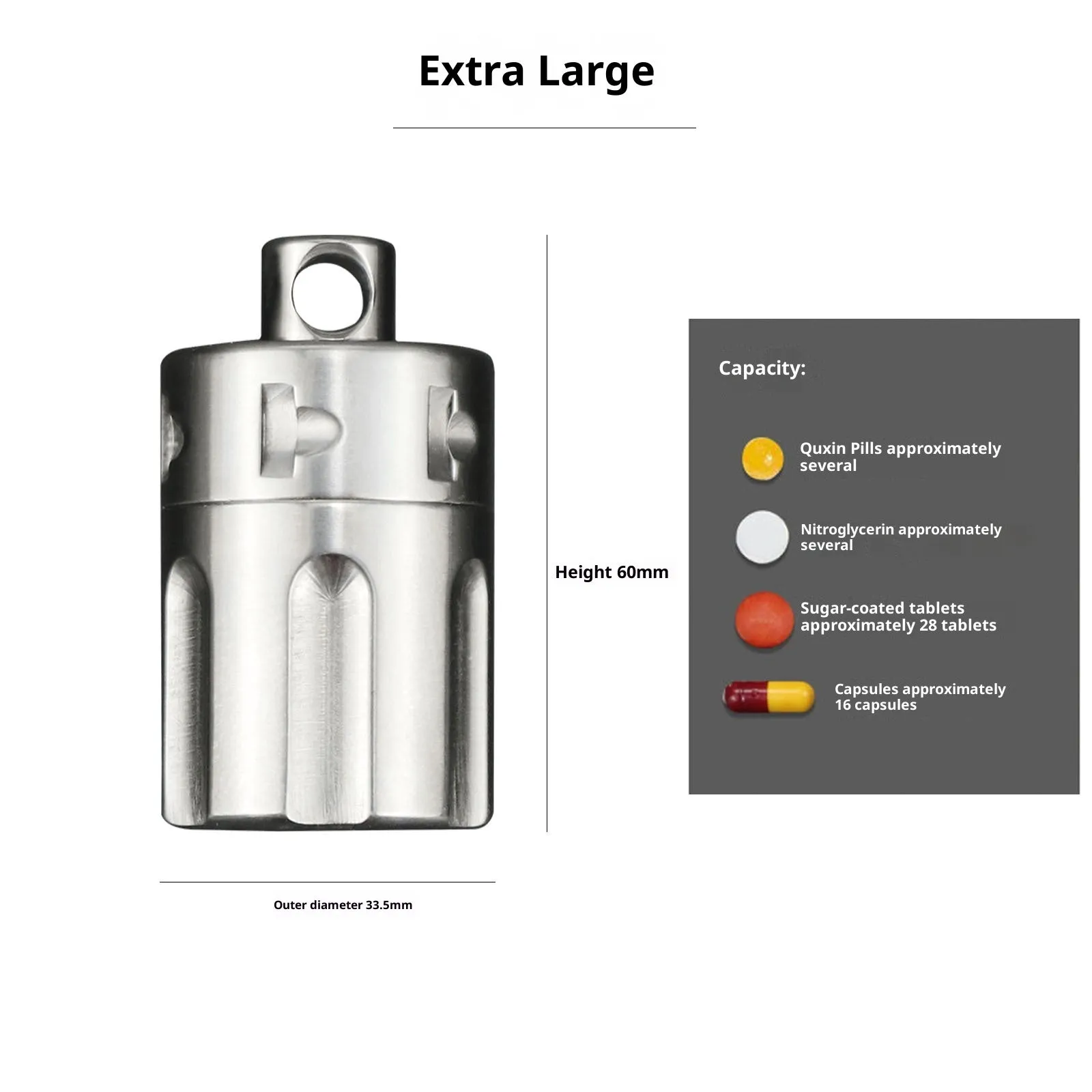 Pure titanium waterproof compartment portable storage tank in T10 size range for pills