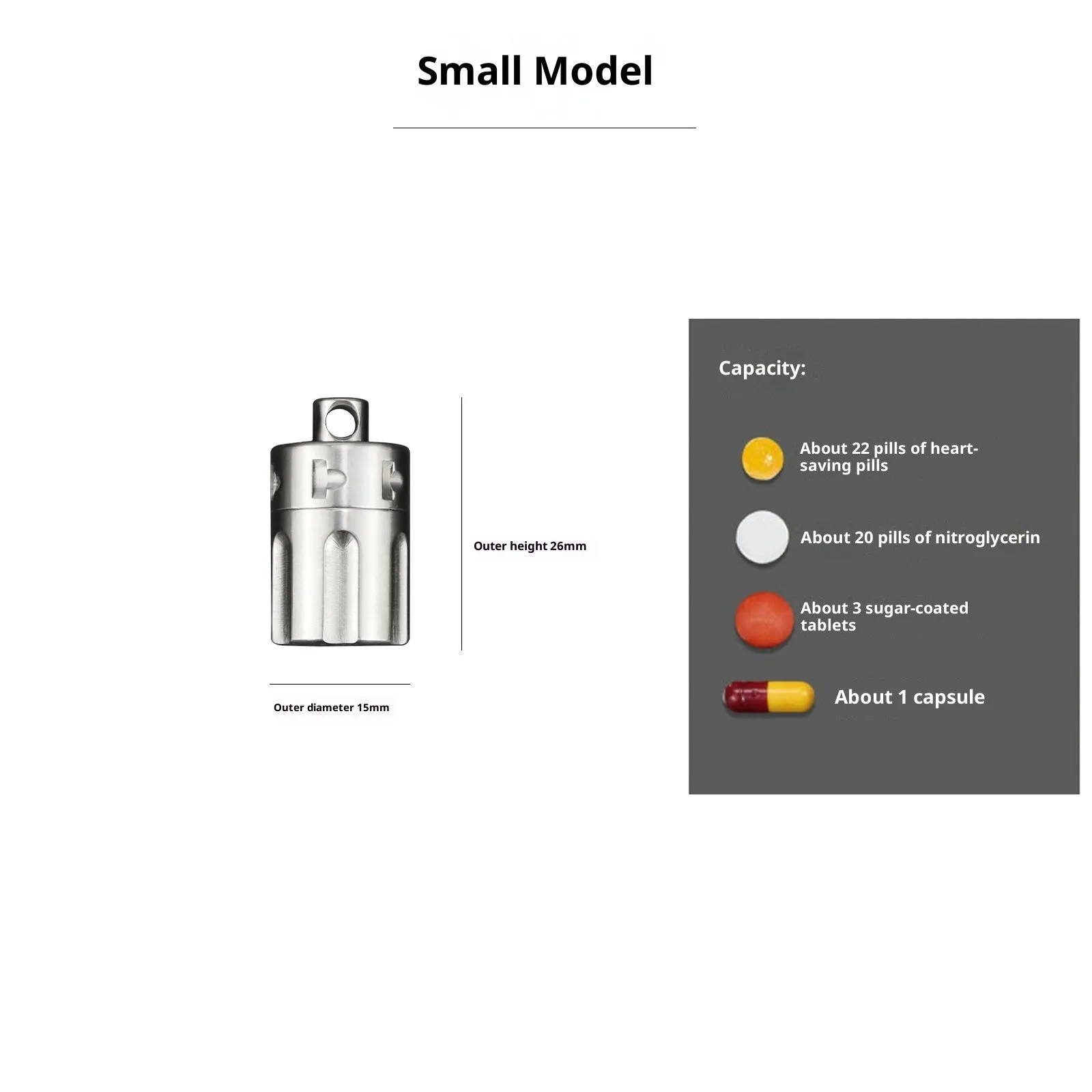 Pure titanium waterproof compartment portable storage tank in T10 size range for pills