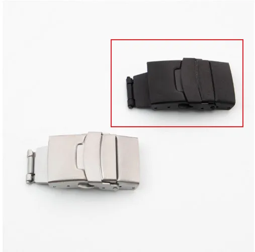 Silver stainless steel double click insurance buckle 18mm matte surface quadrilateral shape