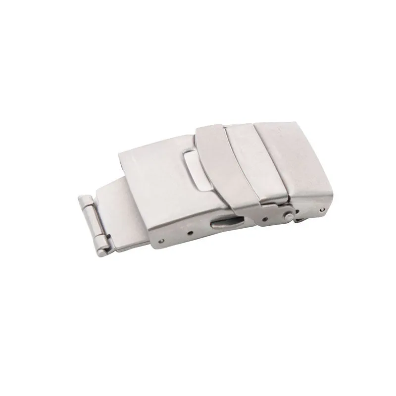 Silver stainless steel double click insurance buckle 18mm matte surface quadrilateral shape