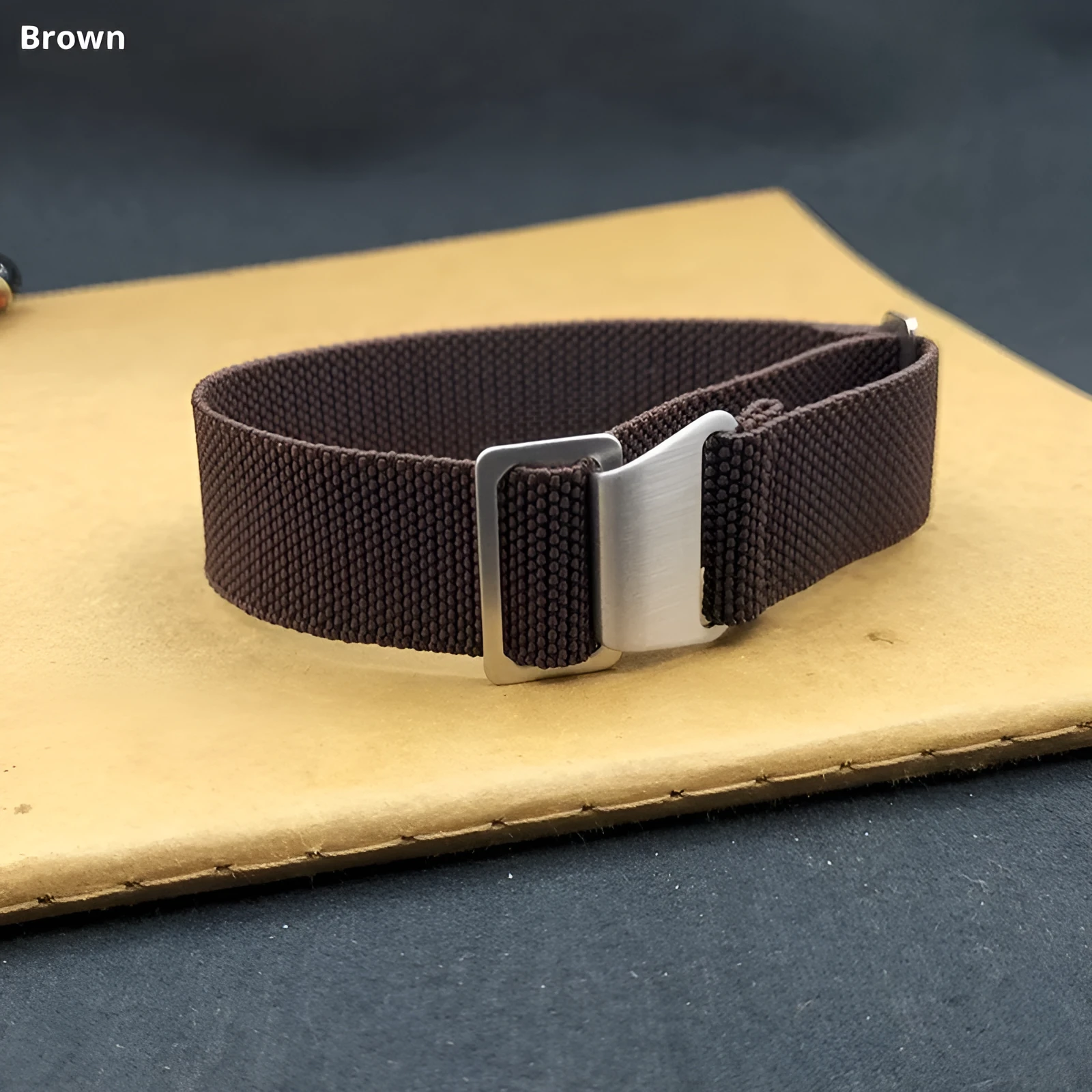 Nylon parachute watchband in green, blue, and black with silver buckle, 18mm 20mm 22mm widths