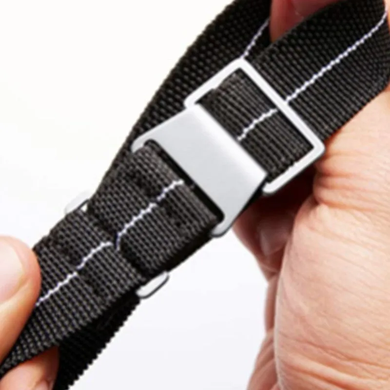 Nylon parachute watchband in green, blue, and black with silver buckle, 18mm 20mm 22mm widths