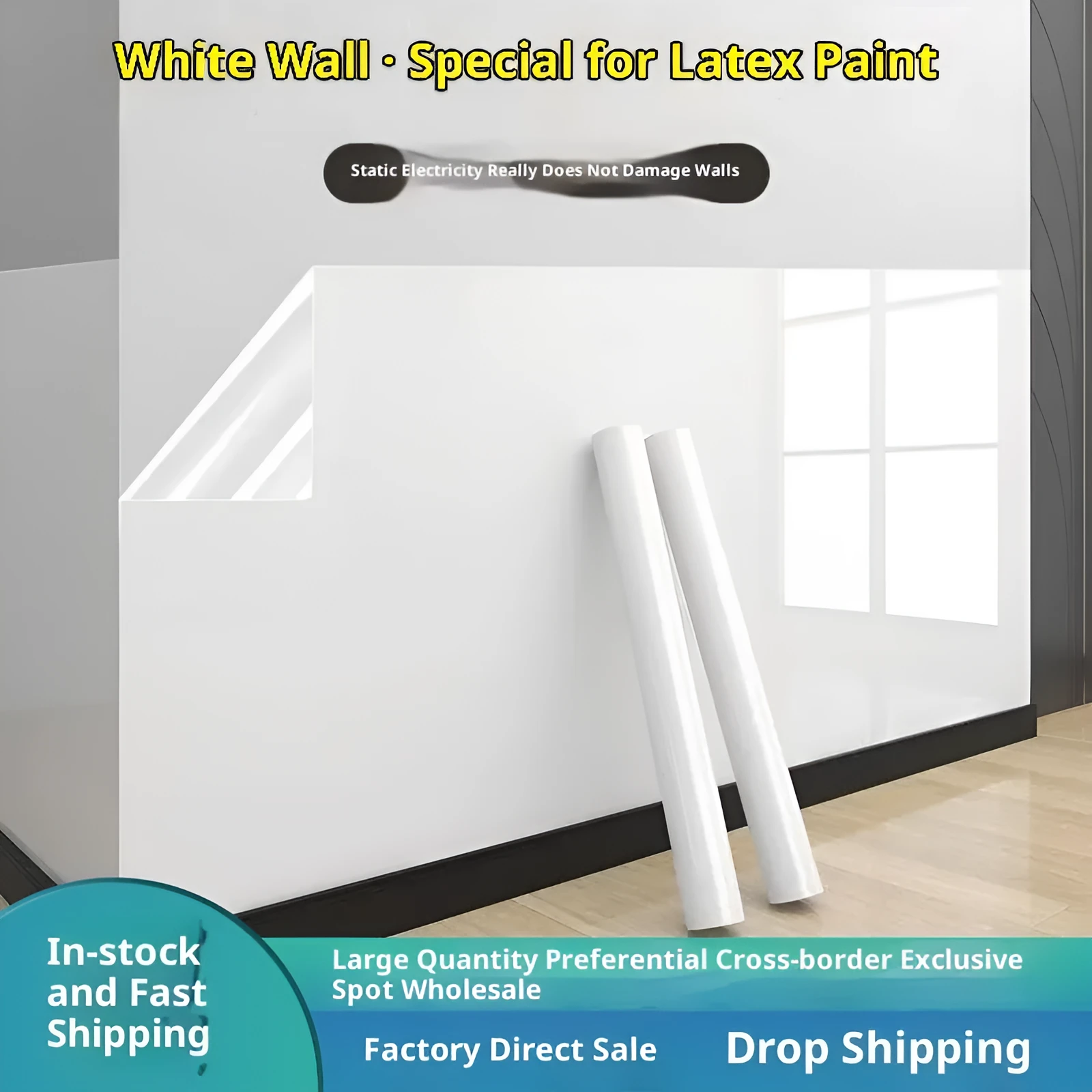 Transparent electrostatic wall protective film roll 45CM x 2M for latex paint walls