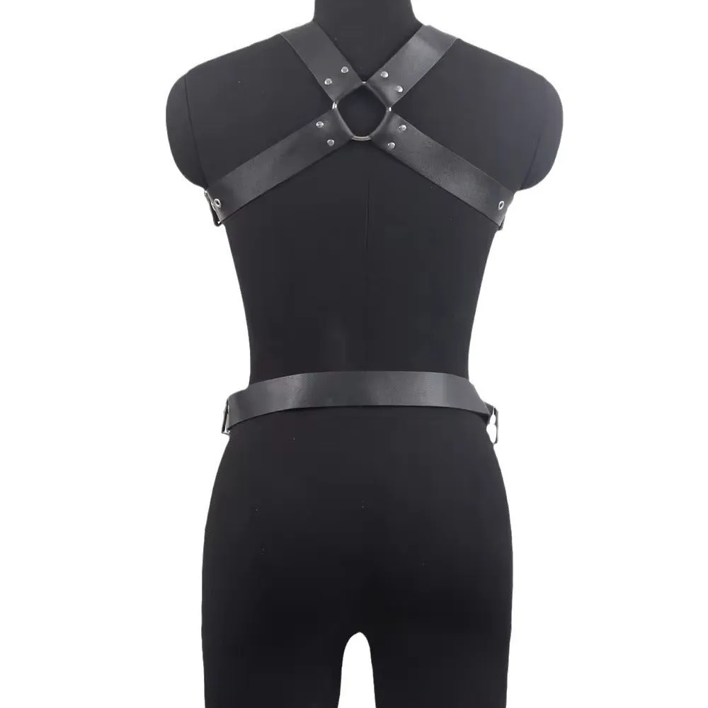 Black patent leather shapewear belt with thin width and pin buckle fastening for waist contouring