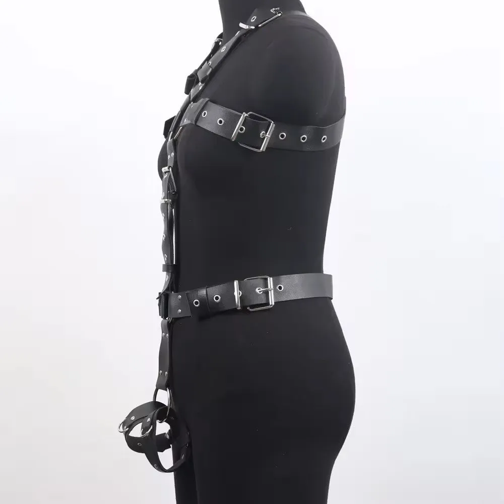 Black patent leather shapewear belt with thin width and pin buckle fastening for waist contouring