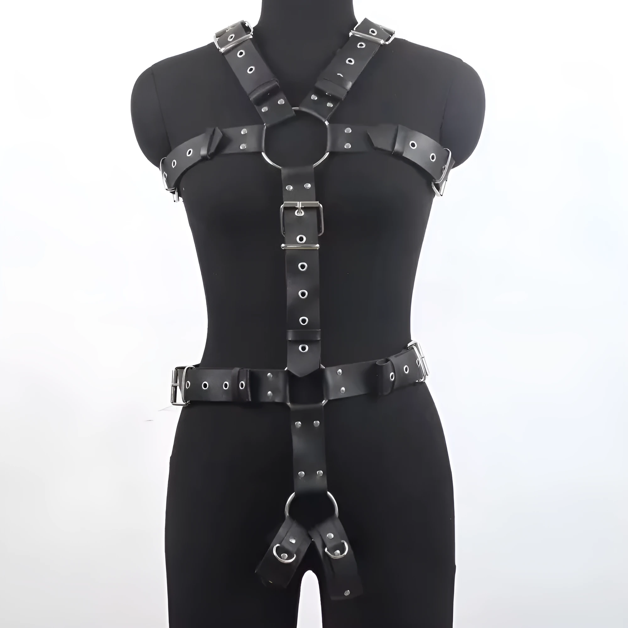 Black patent leather shapewear belt with thin width and pin buckle fastening for waist contouring