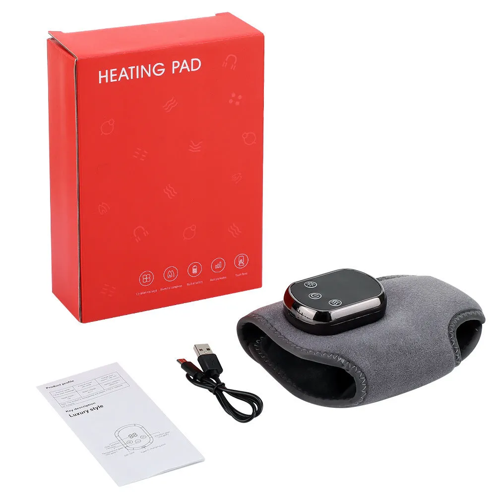 Electric heating ankle and wrist guard massager in gray with data cable for hot compress and vibration