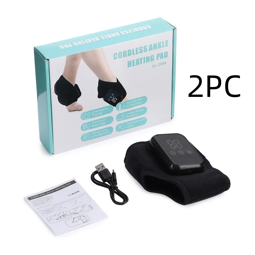 Electric heating ankle and wrist guard massager in gray with data cable for hot compress and vibration