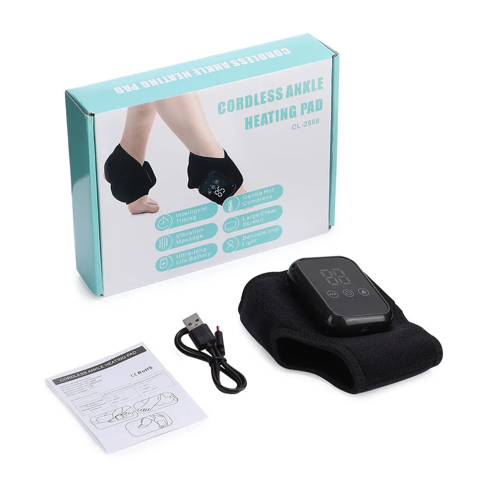 Electric heating ankle and wrist guard massager in gray with data cable for hot compress and vibration