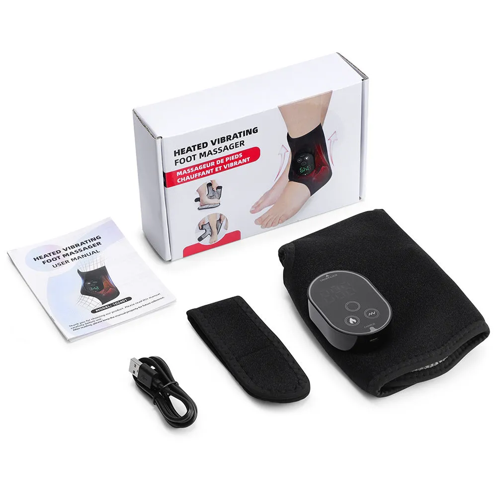 Electric heating ankle and wrist guard massager in gray with data cable for hot compress and vibration
