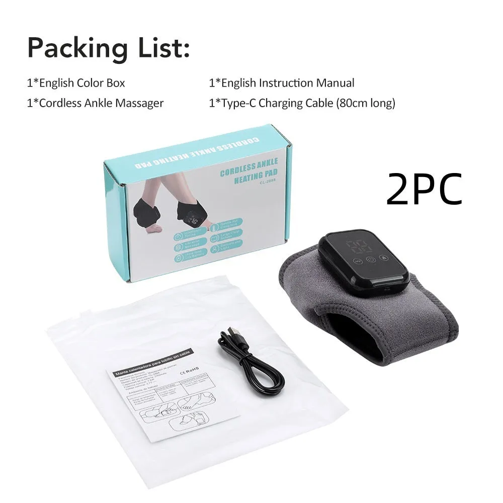 Electric heating ankle and wrist guard massager in gray with data cable for hot compress and vibration