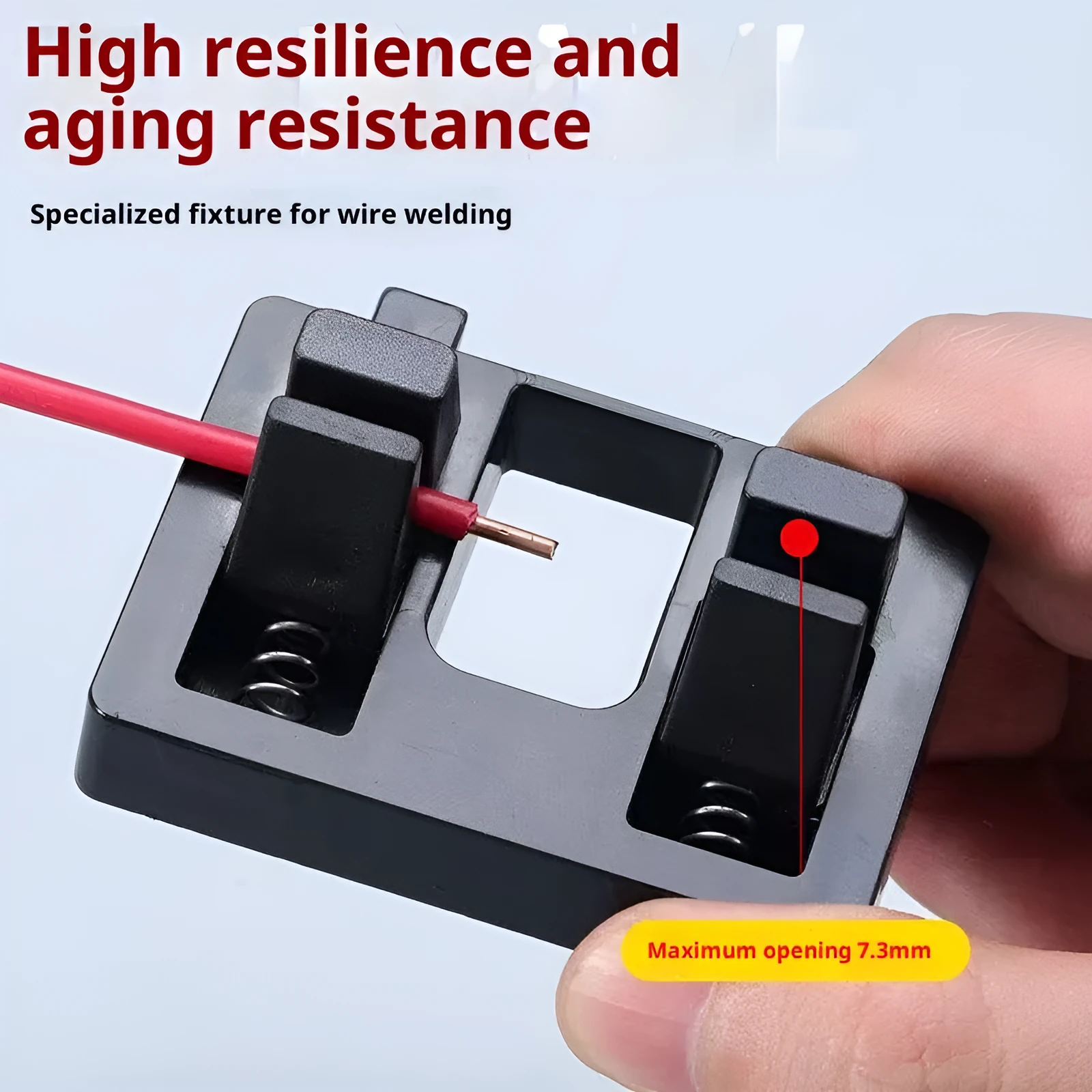 High rebound wire welding fixer made of thick plastic with non-slip surface and double card slots for holding two wires