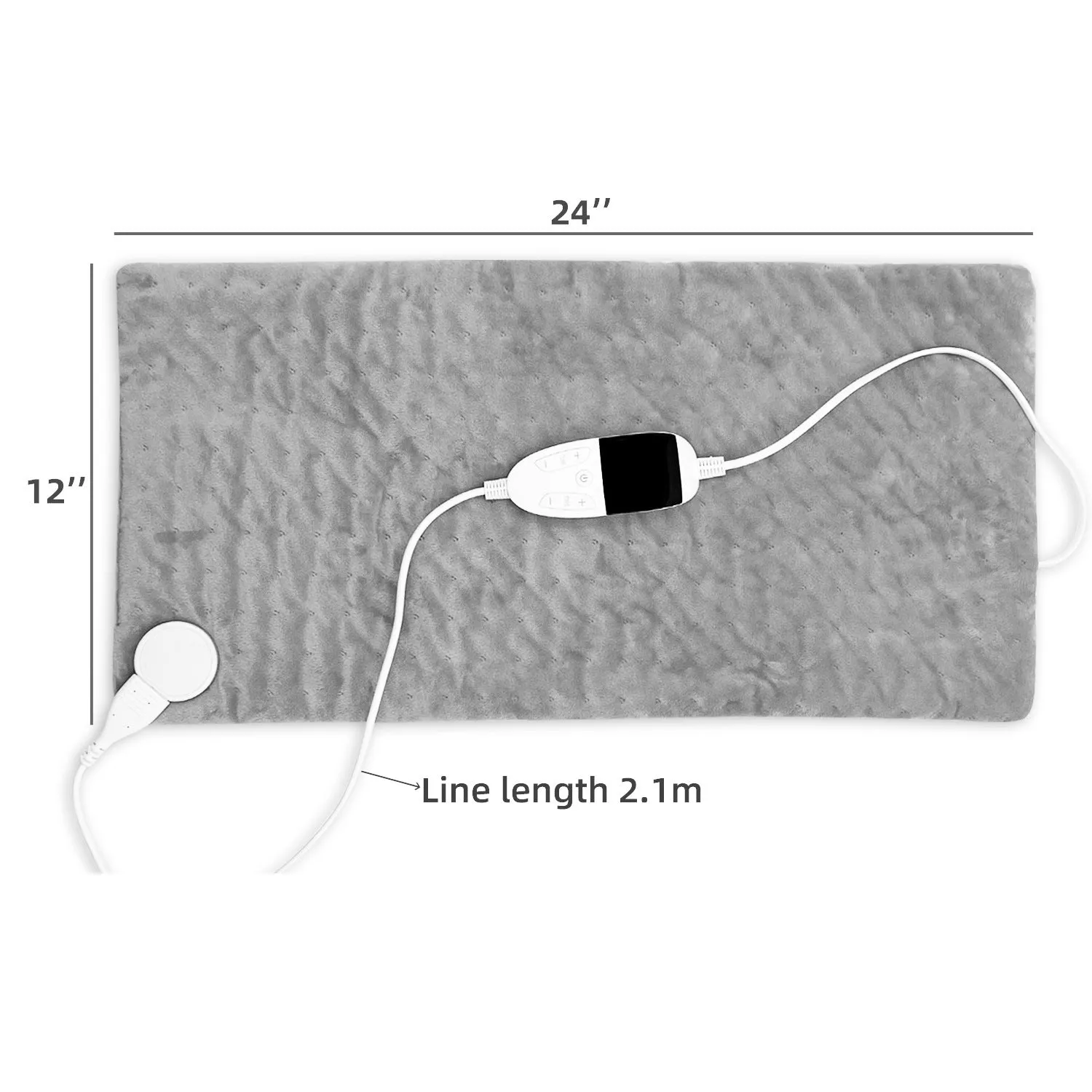 Electric heating blanket warming pad in light gray, 30x60cm single-person size with power cord