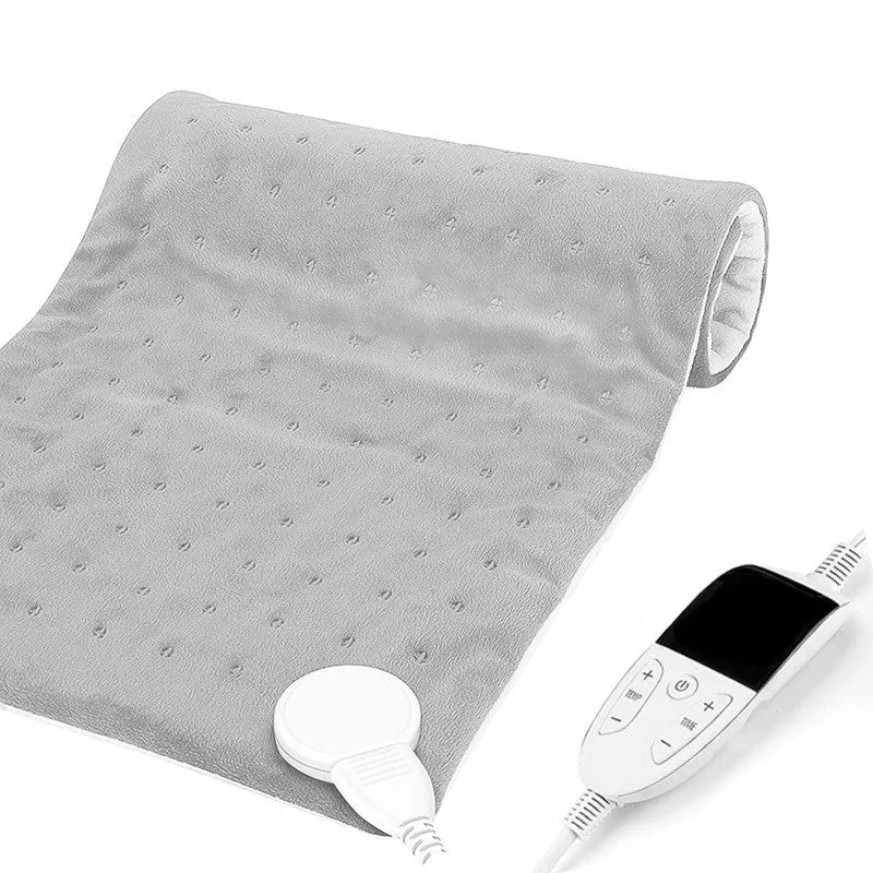 Electric heating blanket warming pad in light gray, 30x60cm single-person size with power cord