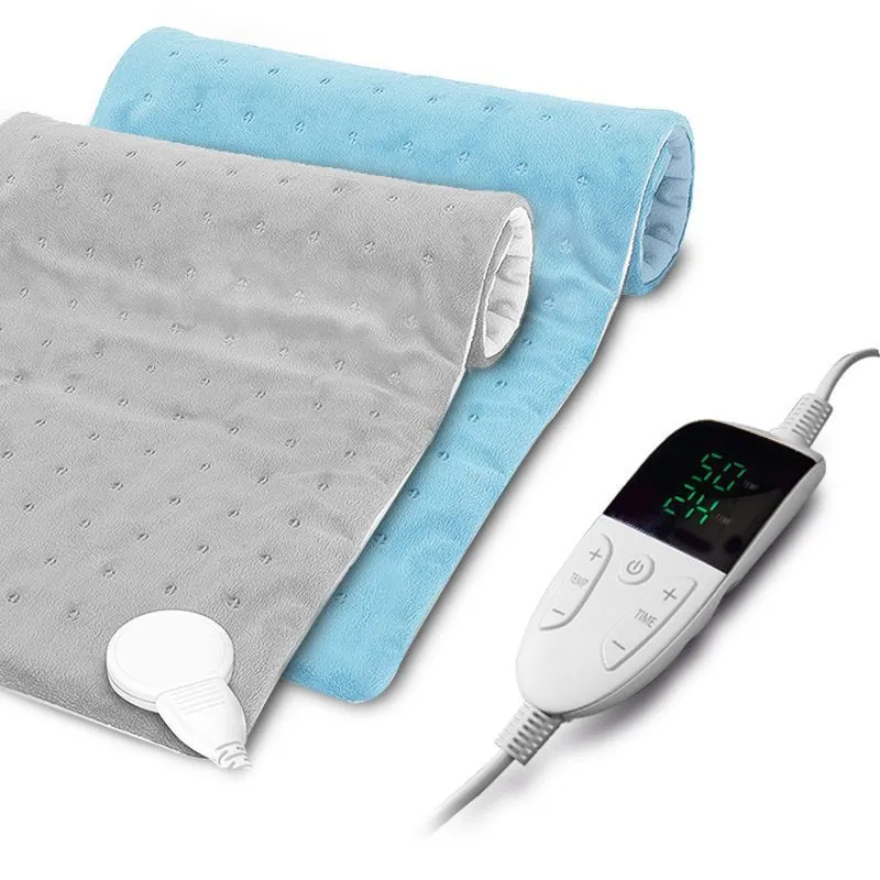 Electric heating blanket warming pad in light gray, 30x60cm single-person size with power cord