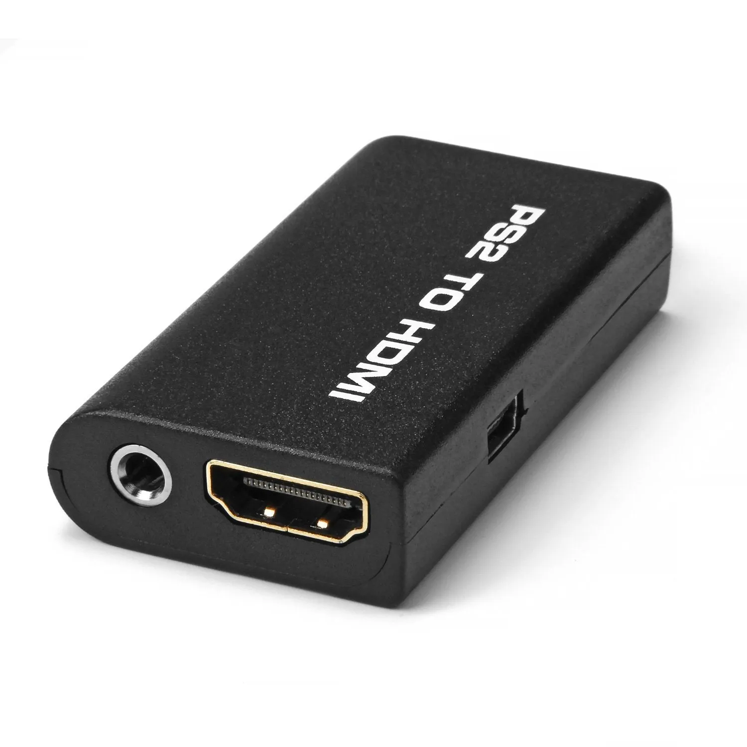 Black PS2 to HDMI audio-video converter with PS/2 interface and HDMI output port