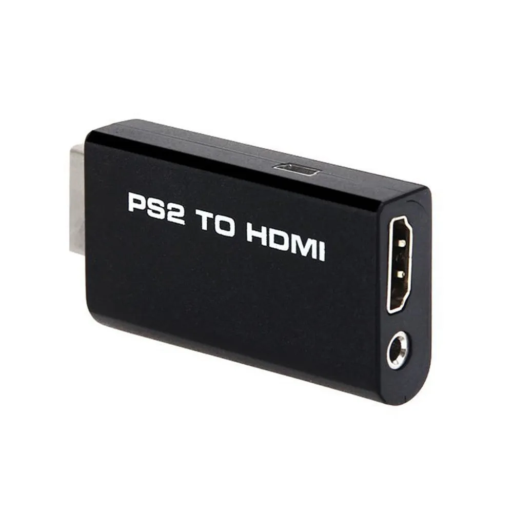 Black PS2 to HDMI audio-video converter with PS/2 interface and HDMI output port