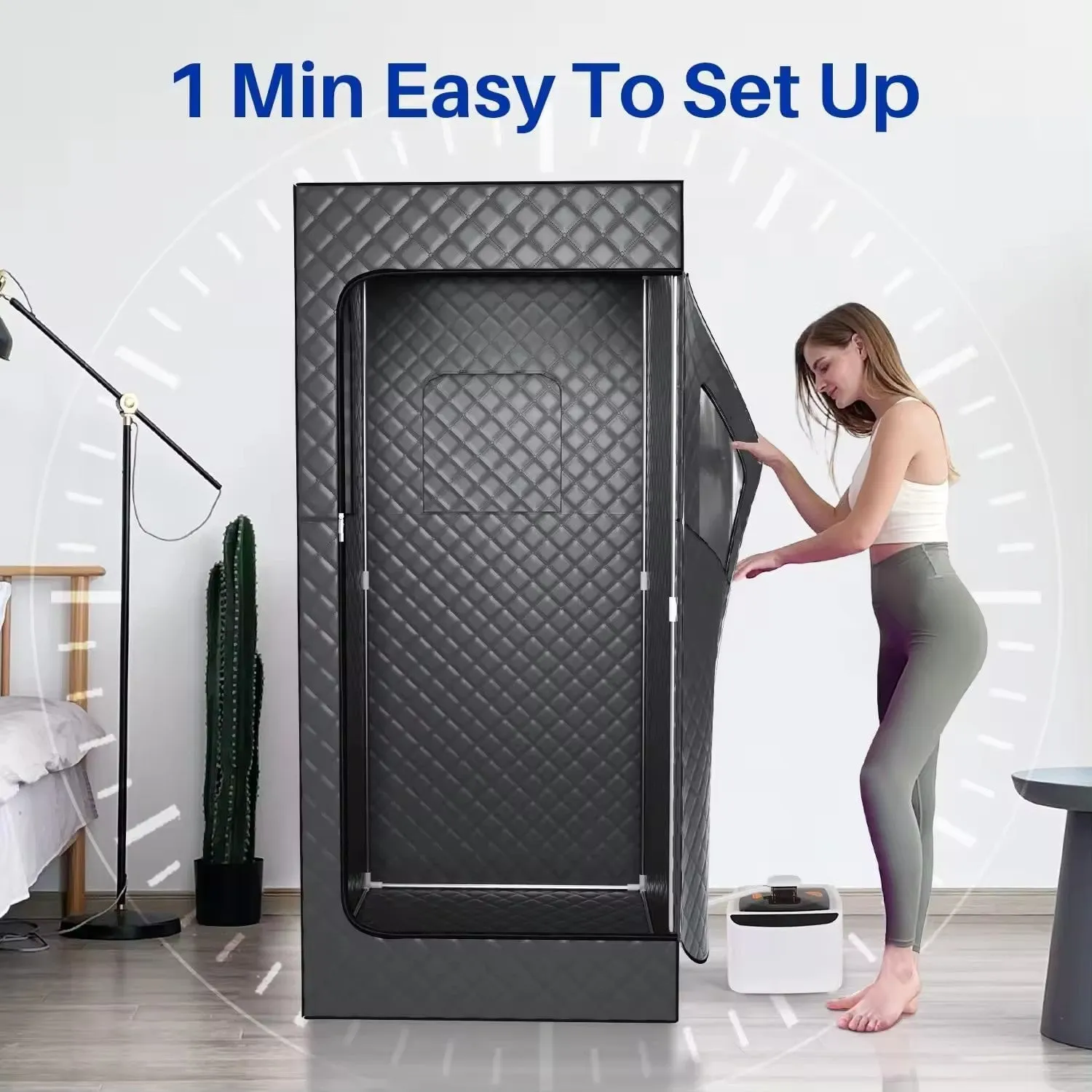 Removable mobile sauna room with stainless steel thickened bracket 180x80x80 cm for home steam spa