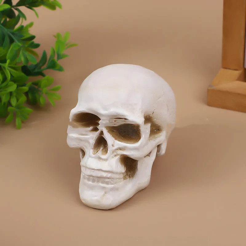 White pottery Halloween skull barbecue ceramic model American style character ornament on display