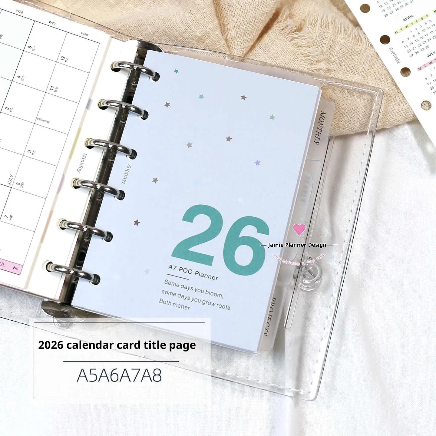 2026 Calendar Cards Calendar Fold set showing monthly calendar inner pages in basic packaging