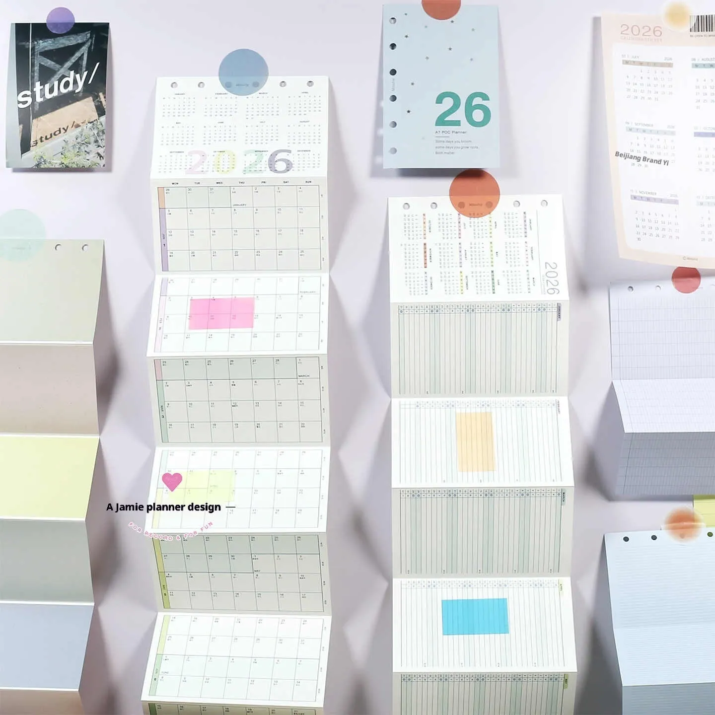 2026 Calendar Cards Calendar Fold set showing monthly calendar inner pages in basic packaging
