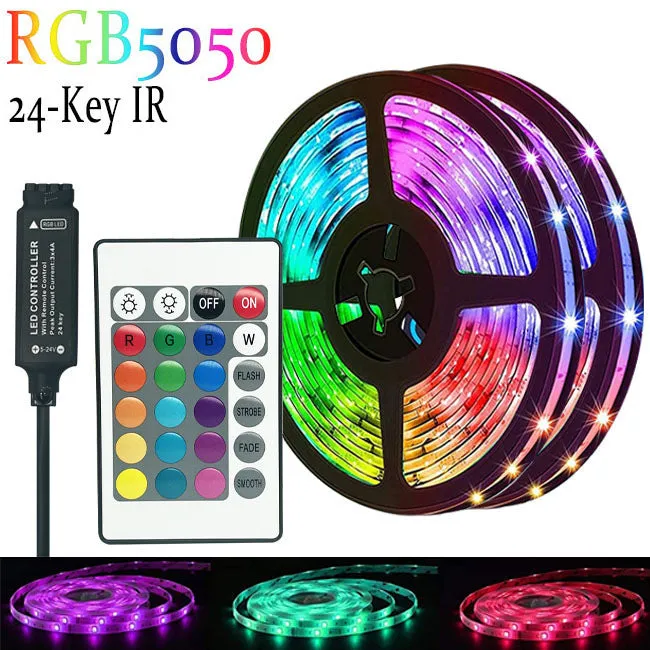 5050RGB LED light strip with Bluetooth remote control, 30 lights per metre, self-adhesive blackboard PCB