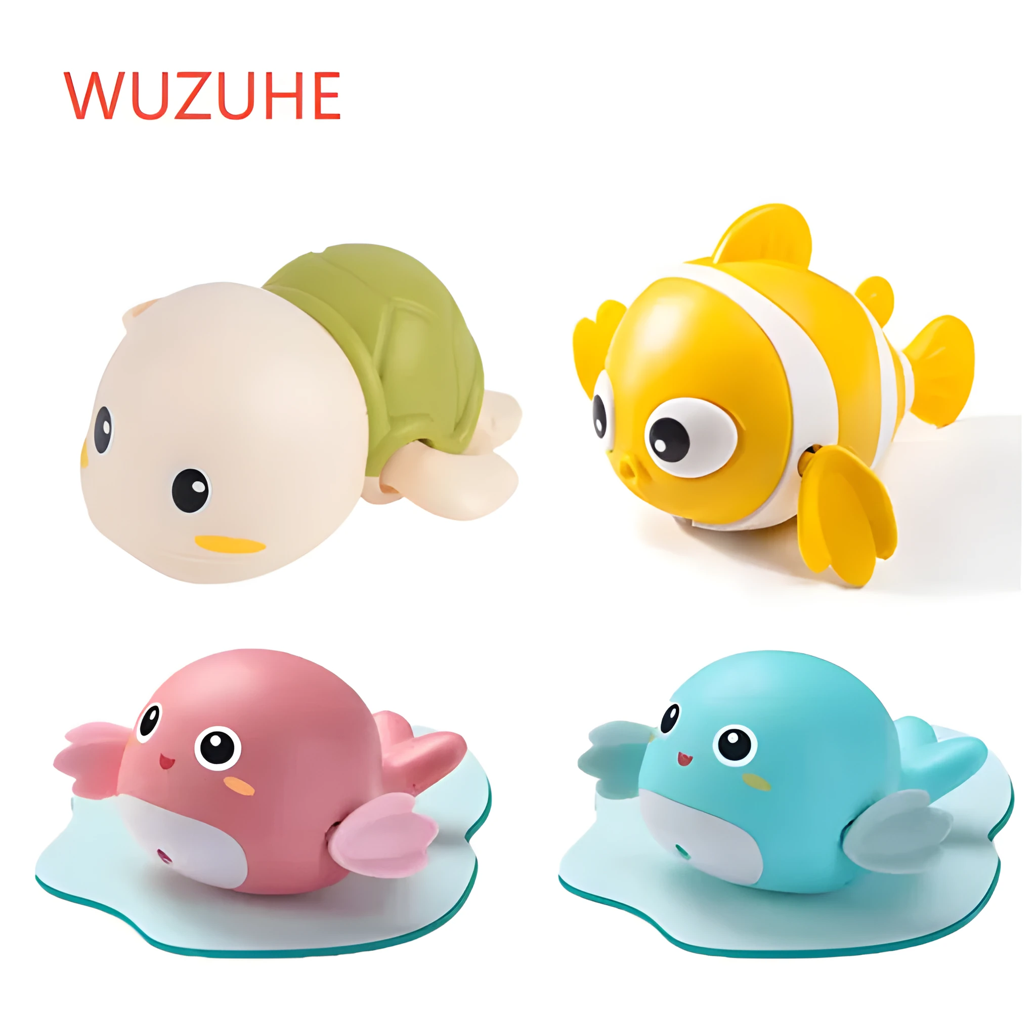 Colourful plastic swimming toys set for kids floating in pool water