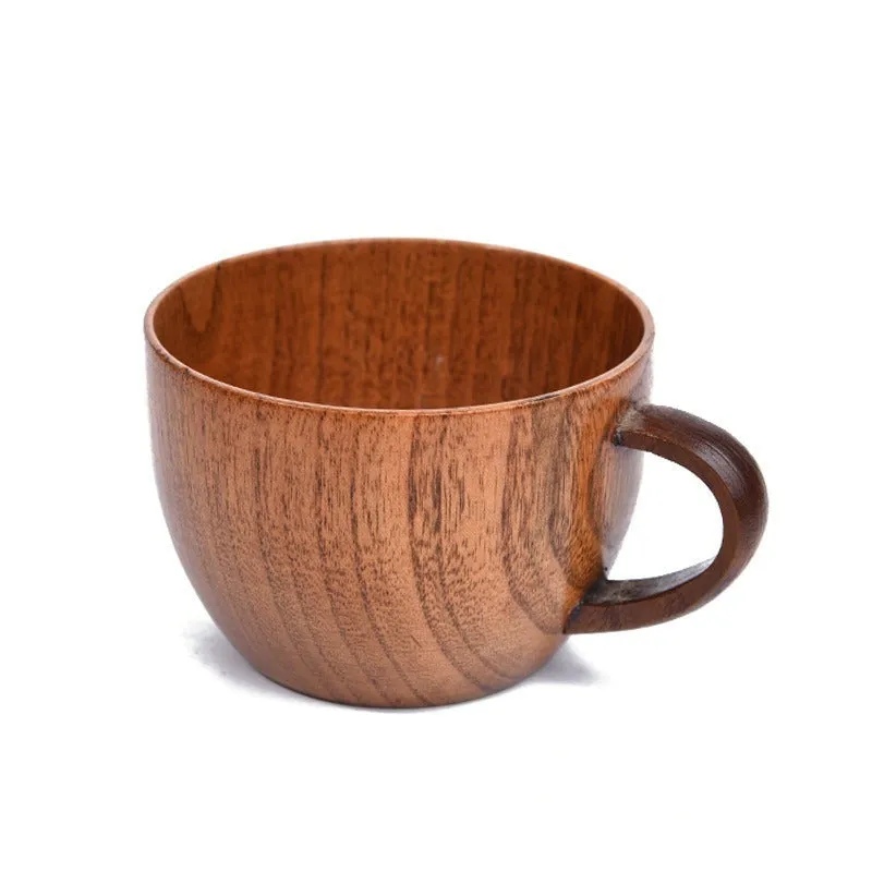 Japanese style solid wood coffee cup with natural wood grain in 301-400ml size range
