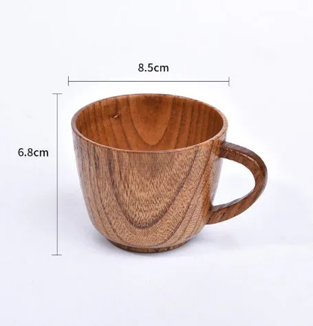 Japanese style solid wood coffee cup with natural wood grain in 301-400ml size range