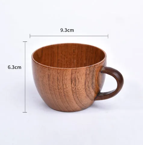 Japanese style solid wood coffee cup with natural wood grain in 301-400ml size range