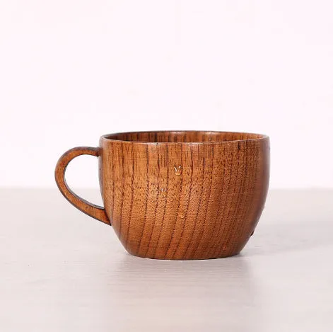 Japanese style solid wood coffee cup with natural wood grain in 301-400ml size range