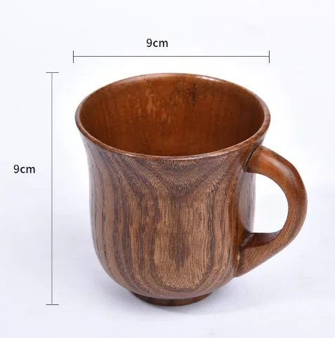 Japanese style solid wood coffee cup with natural wood grain in 301-400ml size range