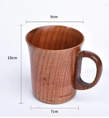 Japanese style solid wood coffee cup with natural wood grain in 301-400ml size range