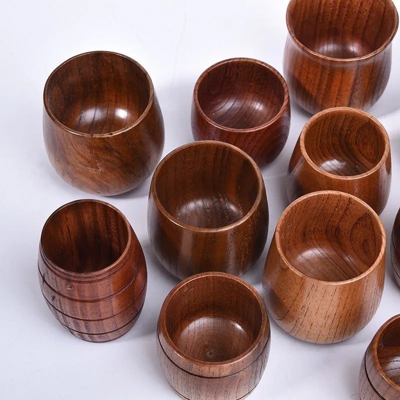 Vintage wooden heat insulation tumbler sour jujube big belly cup 301-400ml round shape
