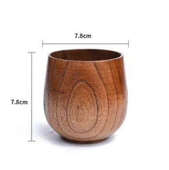 Vintage wooden heat insulation tumbler sour jujube big belly cup 301-400ml round shape